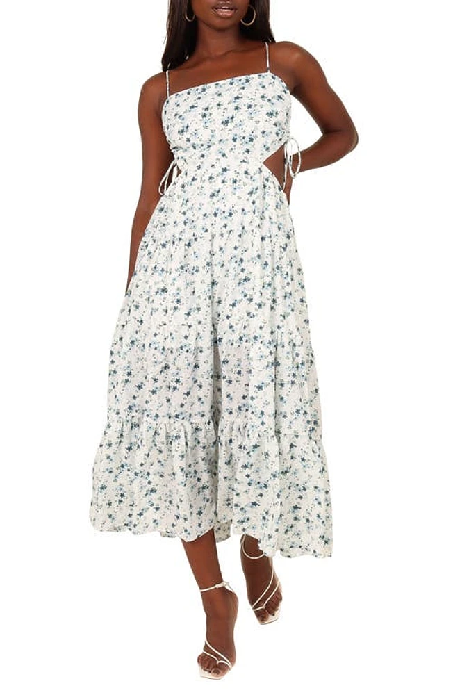 Petal & Pup Kristle Floral Strappy Maxi Sundress in Blue at Nordstrom, Size 2