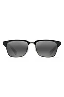 Maui Jim Kawika 54mm PolarizedPlus2 Rectangular Sunglasses in Black Gloss/Pewter at Nordstrom