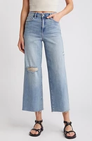 HIDDEN Jeans Distressed Raw Hem Wide Leg Light Wash at Nordstrom,