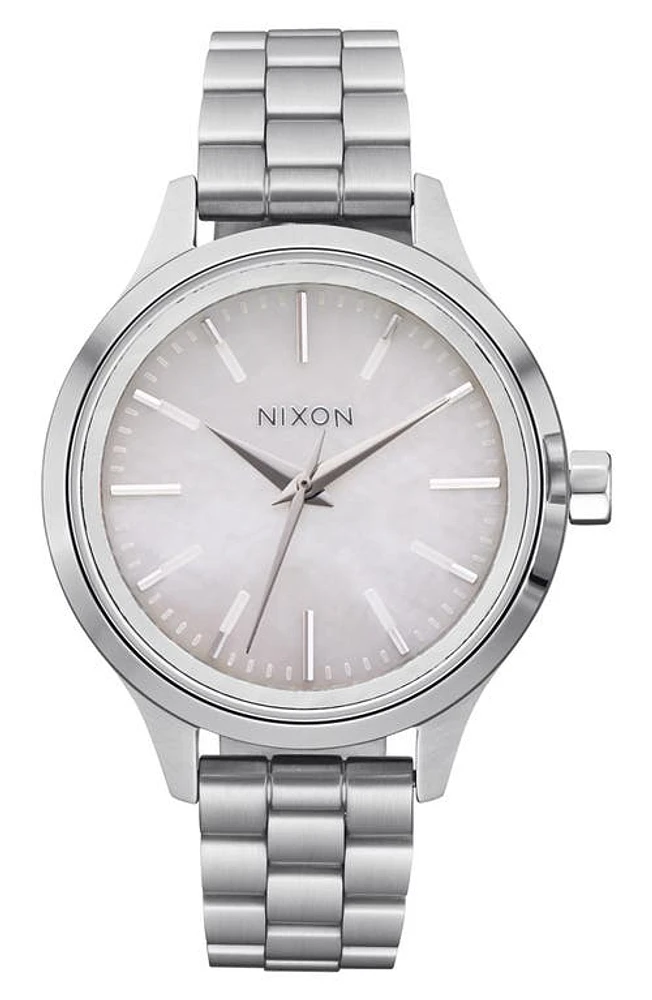 Nixon Optimist Bracelet Watch, 33.5mm in Silver /Mother Of Pearl at Nordstrom