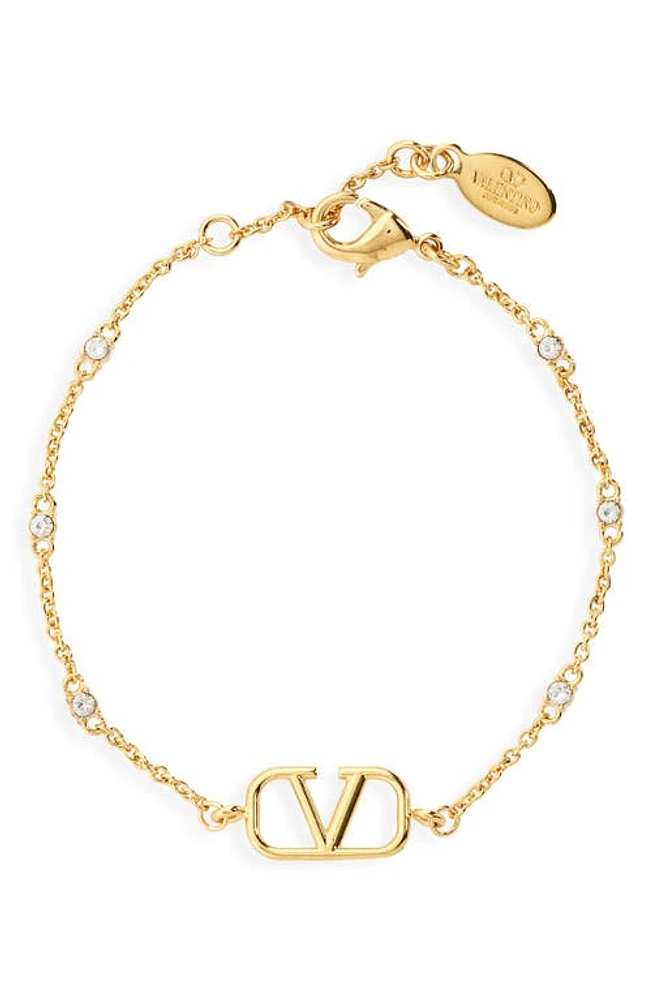 Valentino VLOGO Signature Swarovski Crystal Bracelet in Oro Crystal Gold Shade at Nordstrom