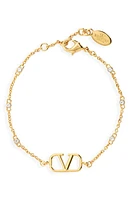 Valentino VLOGO Signature Swarovski Crystal Bracelet in Oro Crystal Gold Shade at Nordstrom