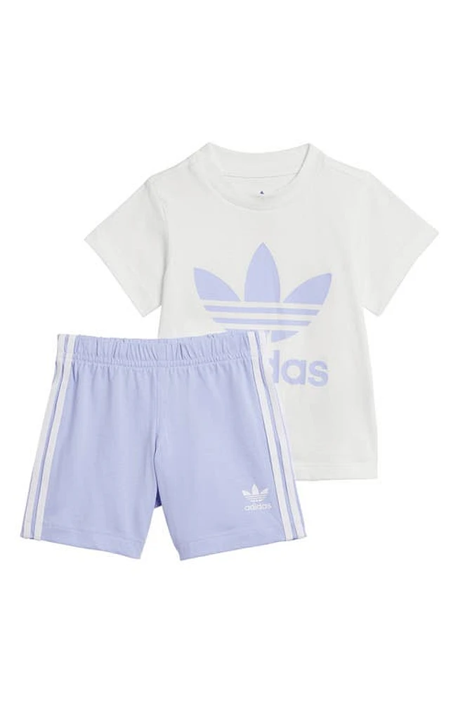 adidas Trefoil Cotton Graphic T-Shirt & Shorts Set in Violet Tone at Nordstrom, Size 12M