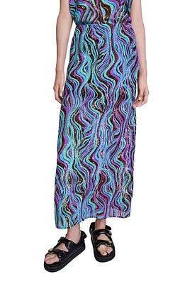 maje Jemilio Sequin Maxi Skirt Blue Multi at Nordstrom,