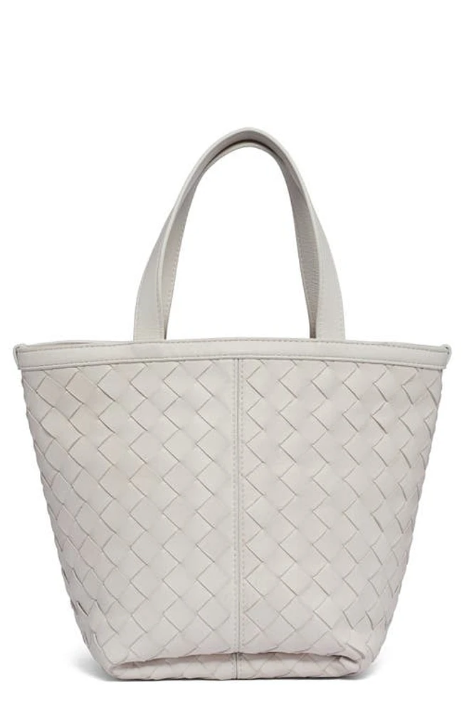 Bottega Veneta Small Intrecciato Flip Flap Leather Tote Bag in 9104 Chalk-M Brass at Nordstrom