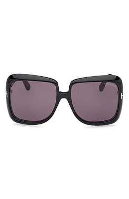 TOM FORD Lorelai 59mm Square Sunglasses in Shiny Black /Smoke at Nordstrom