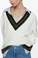 MANGO College V-Neck Sweater Light Beige at Nordstrom,