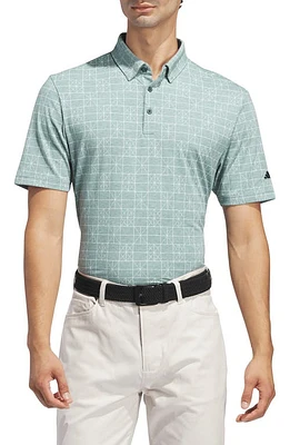 adidas Golf Go-To Geometric Print Polo Collegiate Green at Nordstrom,