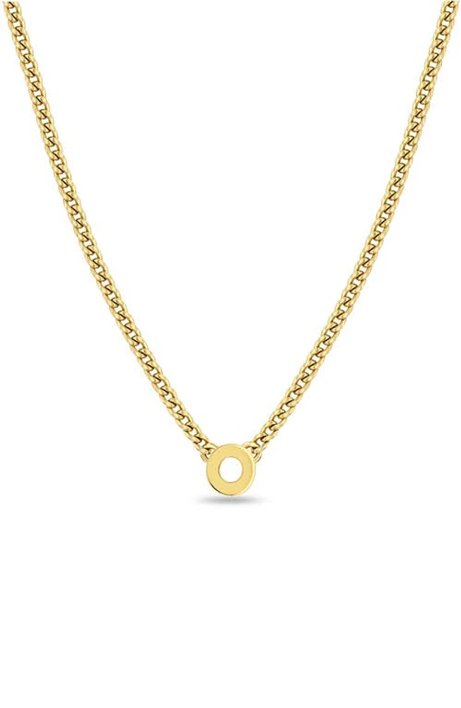 Zoë Chicco Curb Chain Initial Pendant Necklace in Yellow Gold-O at Nordstrom, Size 16