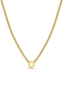 Zoë Chicco Curb Chain Initial Pendant Necklace in Yellow Gold-O at Nordstrom, Size 16