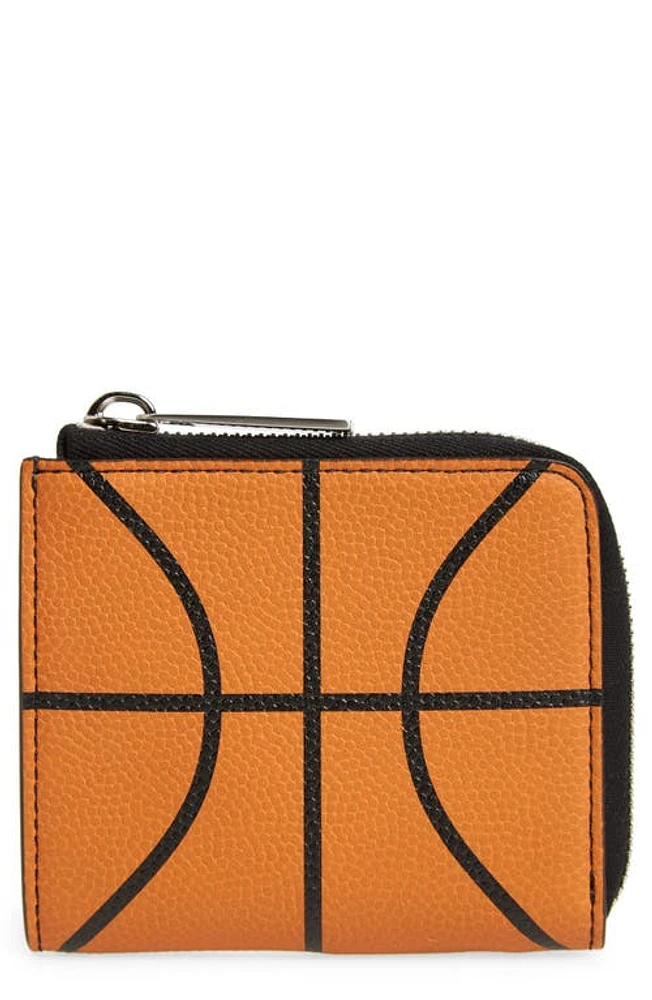 Off-White Basketball Leather Zip Around Wallet in Orange A Black at Nordstrom