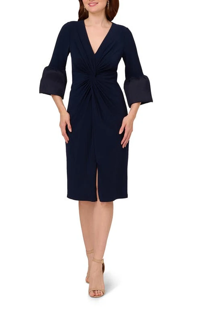 Adrianna Papell Jersey & Taffeta Dress Midnight at Nordstrom,