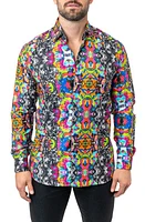 Maceoo Fibonacci Adid Dog Contemporary Fit Button-Up Shirt Black/Blue/Pink Multi at Nordstrom,