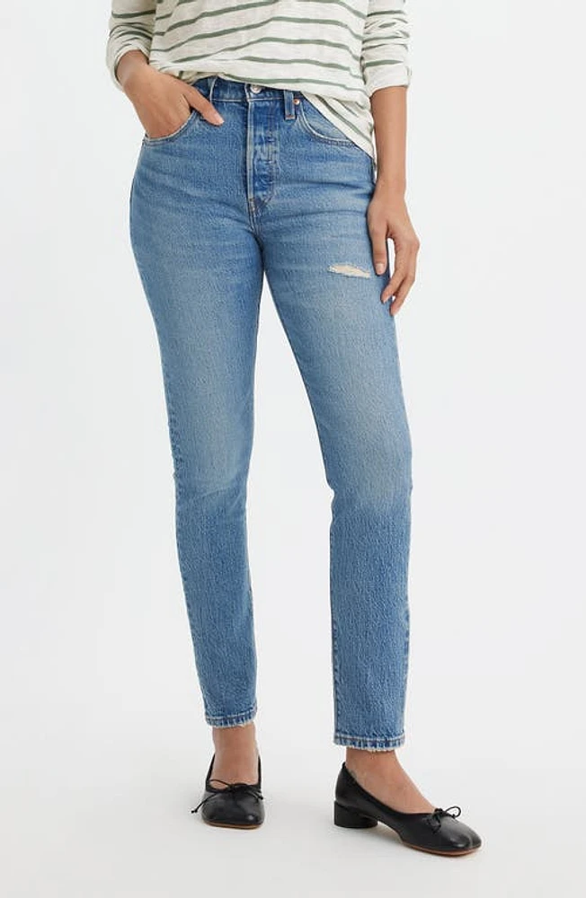 levi's 501 Ripped High Waist Skinny Jeans Historically Blue at Nordstrom, X 28