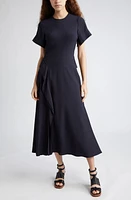 Ulla Johnson Cassia Ruffle Detail Woven Midi Dress in Midnight at Nordstrom, Size 2