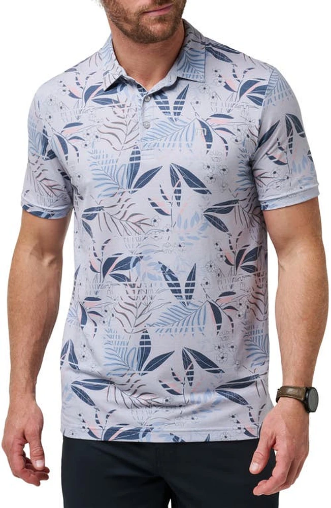 TravisMathew Rip Current Floral Piqué Polo Heather Light Grey at Nordstrom,