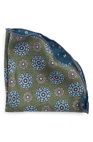 EDWARD ARMAH Medallion & Neat Print Reversible Silk Pocket Circle in Green at Nordstrom