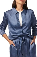 CAMI NYC Crosby Silk Charmeuse Button-Up Shirt Raw Denim at Nordstrom,