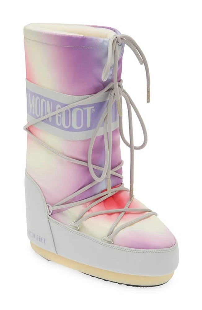 Tie Dye Icon Water Resistant Moon Boot Glacier Grey at Nordstrom,