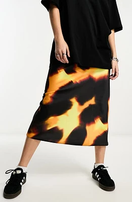 ASOS DESIGN Bias Cut Satin Midi Skirt Black Multi at Nordstrom, Us