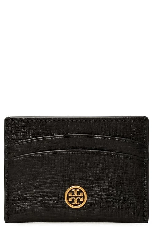 Tory Burch Robinson Leather Card Case in Black at Nordstrom