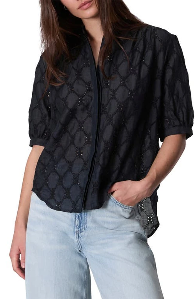 rag & bone Jordan Eyelet Ramie Button-Up Top Sal at Nordstrom,