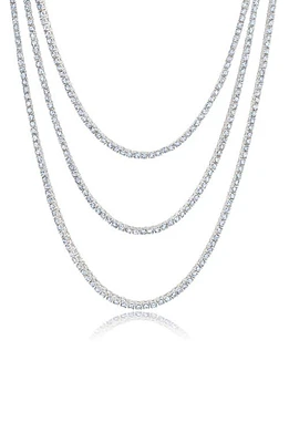 Crislu Triple Layer Tennis Necklace in Platinum at Nordstrom