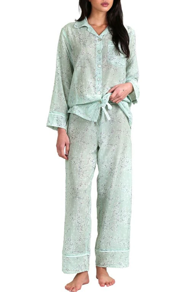 Papinelle Cheri Blossom Cotton & Silk Pajamas Sage at Nordstrom,