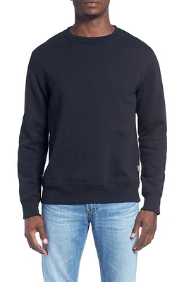 Billy Reid Dover Crewneck Sweatshirt with Leather Elbow Patches Dark Midnight at Nordstrom,