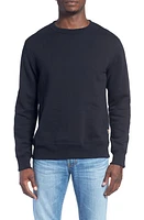 Billy Reid Dover Crewneck Sweatshirt with Leather Elbow Patches Dark Midnight at Nordstrom,