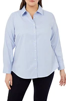 Foxcroft Mary Cotton Calvary Twill Button-Up Shirt Blue at Nordstrom,