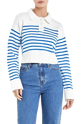 English Factory Stripe Cotton Polo Sweater White at Nordstrom,