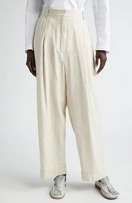 Dries Van Noten Partan Pleated High Waist Trousers Ecru 5 at Nordstrom, Us