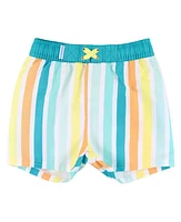 RuggedButts Baby Boys UPF50+ Swim Trunks in Poolside Stripes at Nordstrom