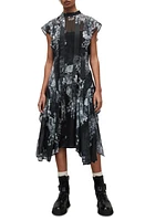 AllSaints Freya Venetia Floral Midi Dress Black at Nordstrom, Us