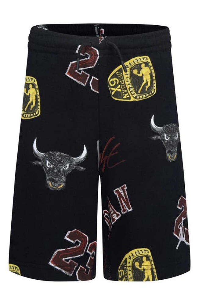 Jordan Kids' Essentials Print Fleece Shorts Black at