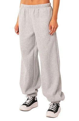 EDIKTED Clark Oversize Cotton Blend Sweatpants Grey-Melange at Nordstrom,