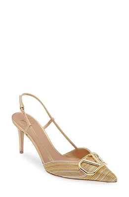 Valentino Garavani VLOGO Signature Pointed Toe Slingback Pump Star Gold/Multicolor at Nordstrom,