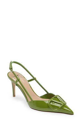 Valentino Garavani VLOGO Pointed Toe Slingback Pump Chartreuse at Nordstrom,