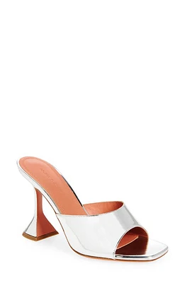 Amina Muaddi Lupita Metallic Slide Sandal Mirror Silver at Nordstrom,