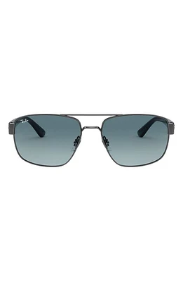 Ray-Ban 60mm Gradient Rectangle Sunglasses in Gunmetal/Blue Gradient Grey at Nordstrom