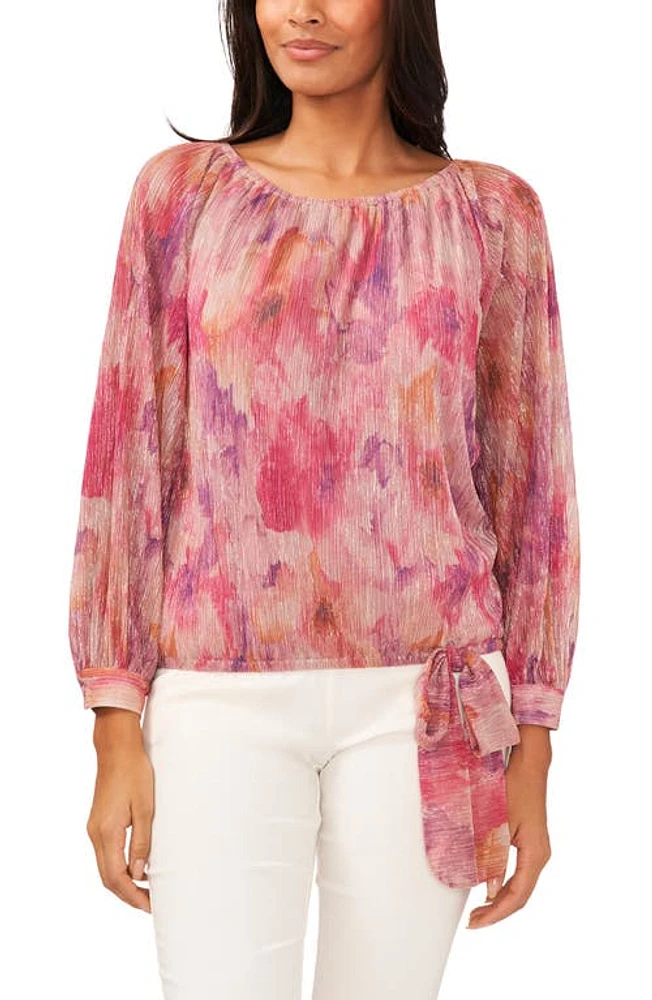 Chaus Metallic Floral Blouse Beige/Pink/Gold at Nordstrom,