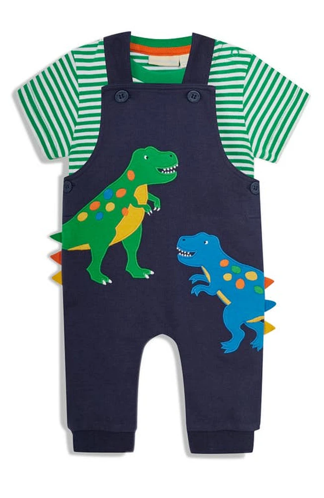 JOJO MAMAN BEBE Stripe T-Shirt & T-Rex Overalls Set Navy at Nordstrom,