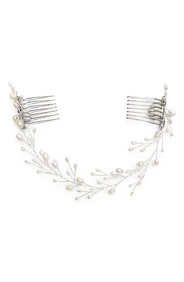 Brides & Hairpins Leona Pearl & Crystal Halo Comb in Silver at Nordstrom