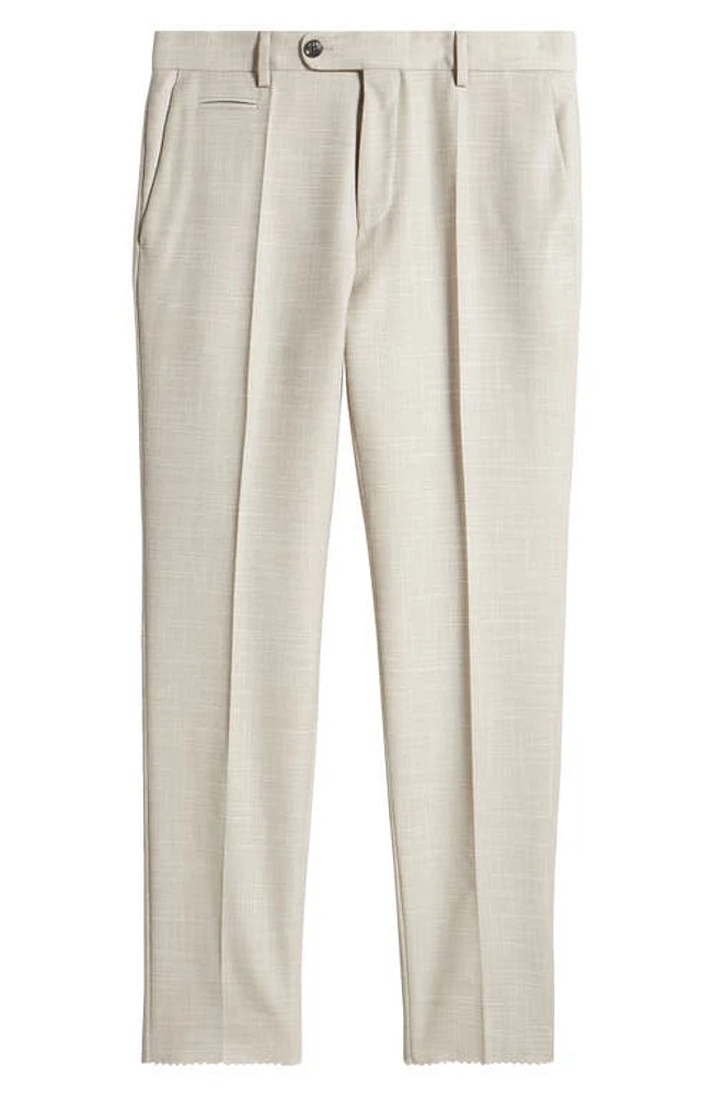 BOSS Genius Flat Front Slub Wool Blend Dress Pants Open White at Nordstrom, X R