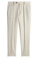 BOSS Genius Flat Front Slub Wool Blend Dress Pants Open White at Nordstrom, X R