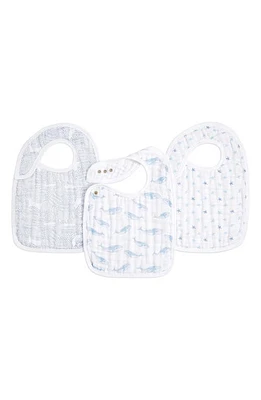 aden + anais 3-Pack Classic Organic Cotton Muslin Snap Bibs in Oceanic Blue at Nordstrom