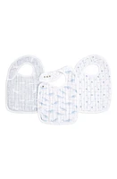 aden + anais 3-Pack Classic Organic Cotton Muslin Snap Bibs in Oceanic Blue at Nordstrom