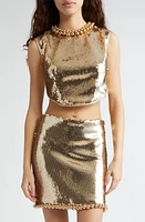 Rabanne Embellished Sequin Crop Top New Light Gold at Nordstrom, Us