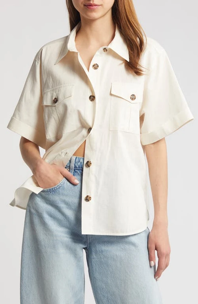 FRAME Pocket Utility Shirt Cream at Nordstrom,